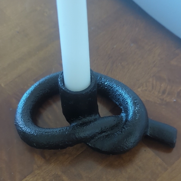 Brutalist Modern Black Candle Holder Iron - Picture 2 of 5